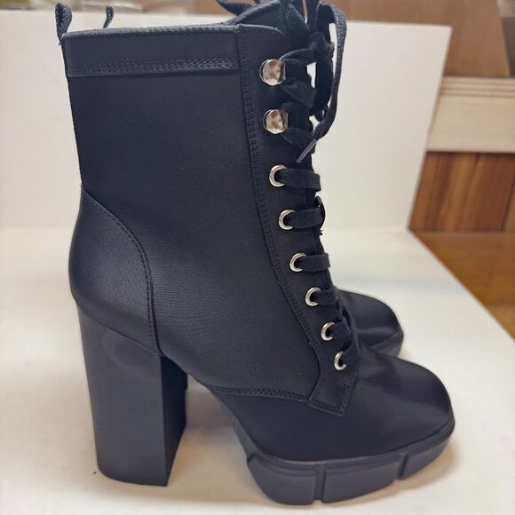 Steve Madden Womens 7.5 M Black Hani Lace Up High Heel Ankle Booties DISPLAY JE5 - Picture 2 of 7